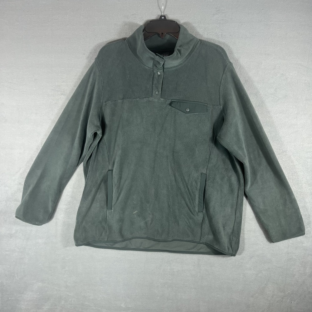 32 Degrees Heat Men's XL Fleece Pullover Snap Button Activewear Top Green